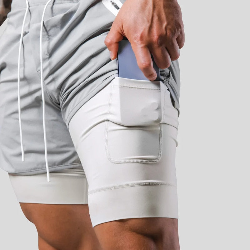 2-i-1 Träningsshorts för Herr – Kompressionsinnerbyxa, Fickor & Stilren Design | M–XXXL