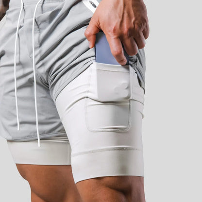 2-i-1 Träningsshorts för Herr – Kompressionsinnerbyxa, Fickor & Stilren Design | M–XXXL