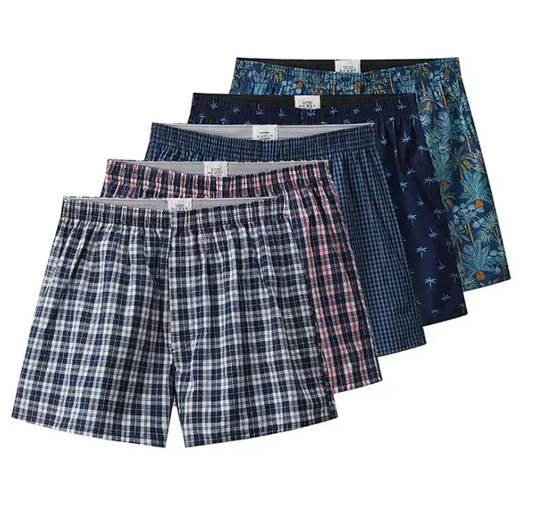 5-Pack Klassiska Herrboxers i Bomull – Mjuka & Luftiga Boxershorts med Mönster i XS–4XL