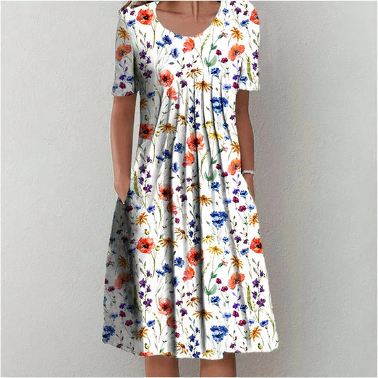 Blommig Sommarklänning för Kvinnor – Stilren, Ärmlös & Tidlös Design | Perfekt för Vår & Sommar S–3XL