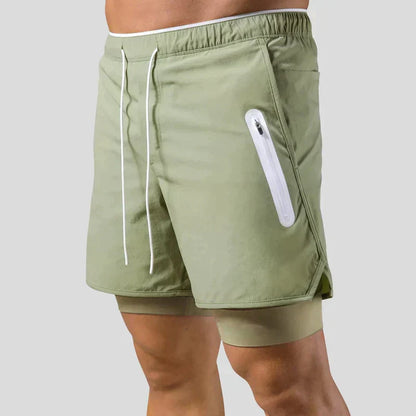 2-i-1 Träningsshorts för Herr – Kompressionsinnerbyxa, Fickor & Stilren Design | M–XXXL