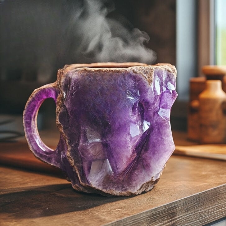 Kaffekoppar i mineralkristall