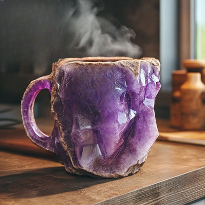 Kaffekoppar i mineralkristall