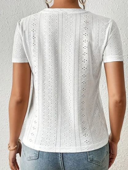 Dam T-shirt med Rund Hals – Avslappnad Passform i 100% Bomull | Perfekt för Vardag & Sommar