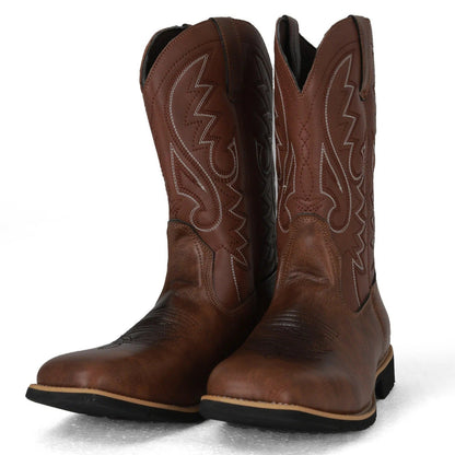 Klassiska cowboyboots för män – Handgjorda bruna läderstövlar med westernbrodyr