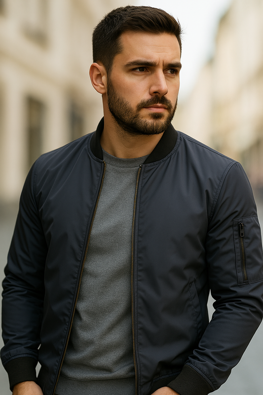 Herrjacka bomber retro | Varm HUGO bomberjacka i skinnlook för höst & vinter
