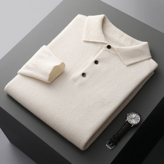 Arthur Långärmad Pikétröja i 100% Kashmir – Elegant Herrtröja i Skandinavisk Stil | S–3XL