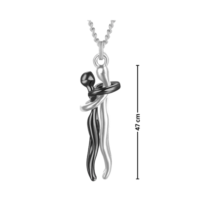 Hug Love Halsband – Symboliskt Parhalsband i Titanstål, Tidlös Design, Kärleksfull Gåva för Honom & Henne
