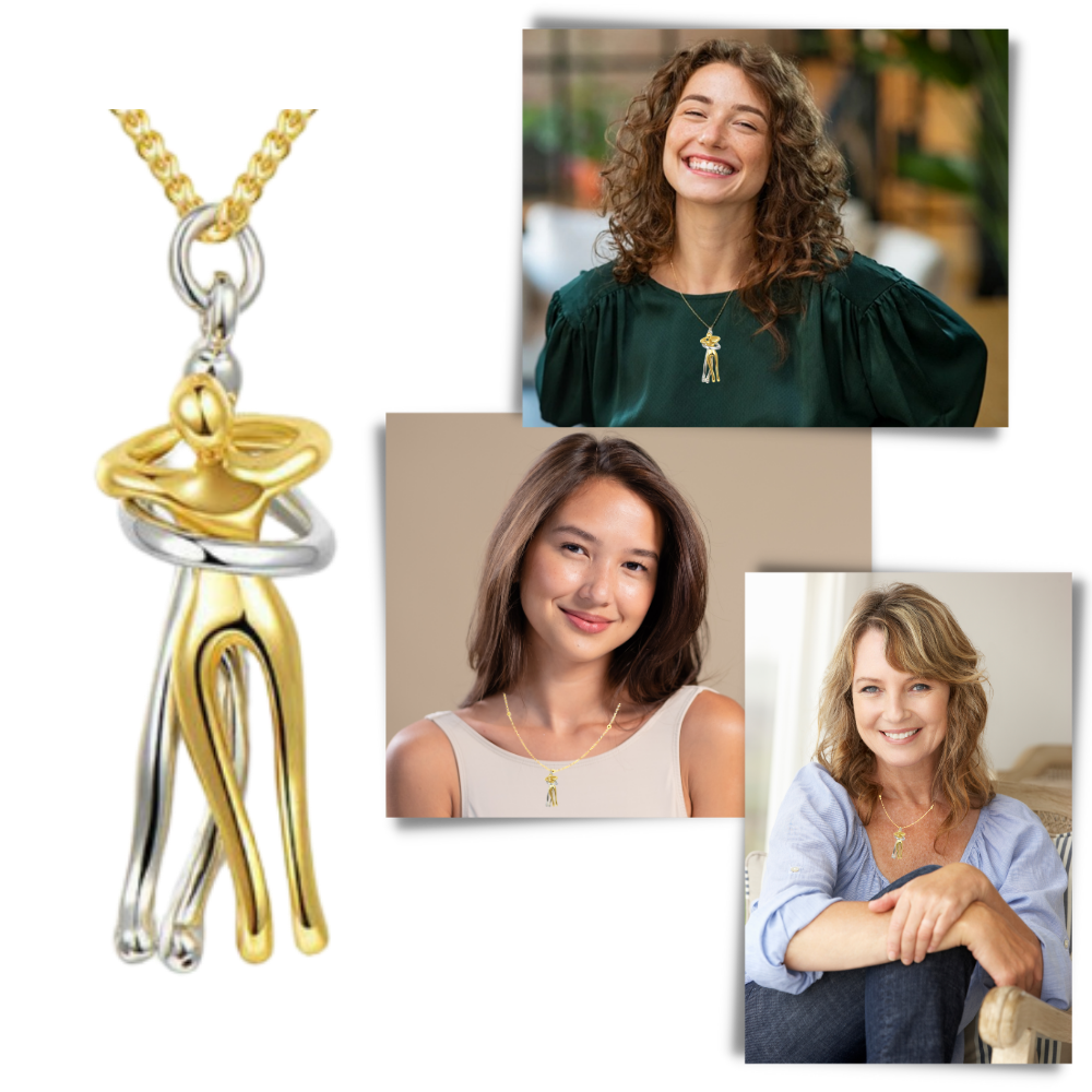 Hug Love Halsband – Symboliskt Parhalsband i Titanstål, Tidlös Design, Kärleksfull Gåva för Honom & Henne
