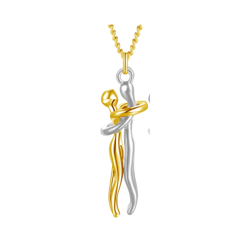 Hug Love Halsband – Symboliskt Parhalsband i Titanstål, Tidlös Design, Kärleksfull Gåva för Honom & Henne