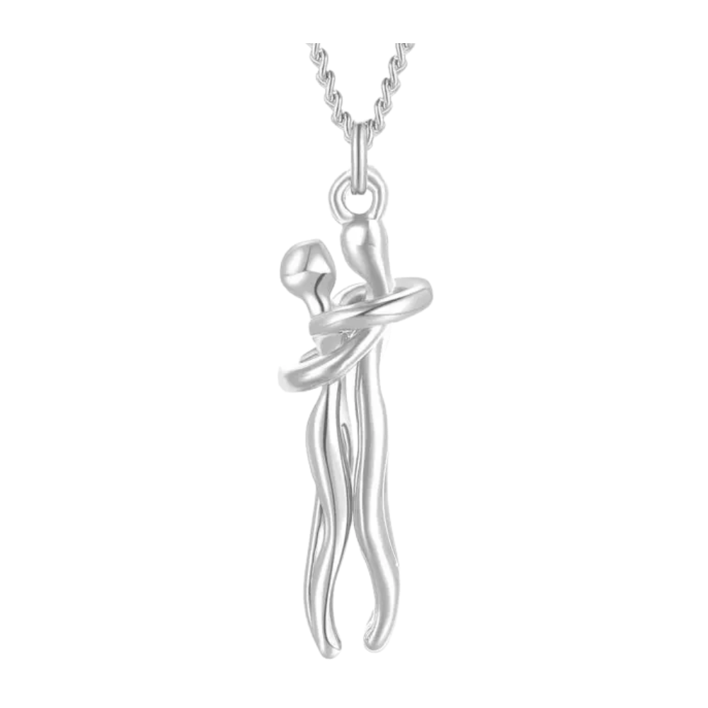 Hug Love Halsband – Symboliskt Parhalsband i Titanstål, Tidlös Design, Kärleksfull Gåva för Honom & Henne