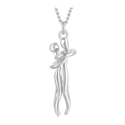 Hug Love Halsband – Symboliskt Parhalsband i Titanstål, Tidlös Design, Kärleksfull Gåva för Honom & Henne