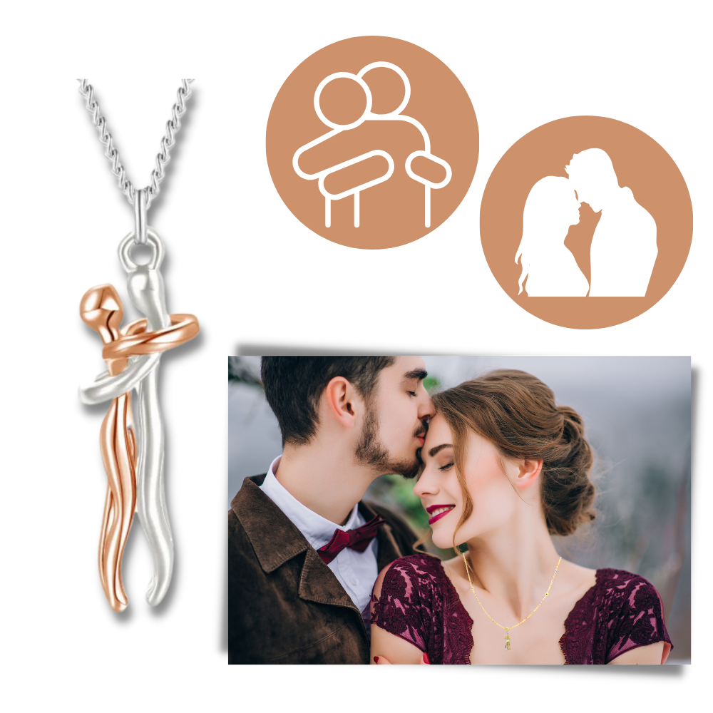Hug Love Halsband – Symboliskt Parhalsband i Titanstål, Tidlös Design, Kärleksfull Gåva för Honom & Henne