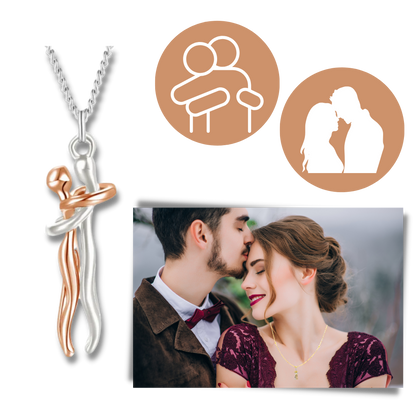 Hug Love Halsband – Symboliskt Parhalsband i Titanstål, Tidlös Design, Kärleksfull Gåva för Honom & Henne