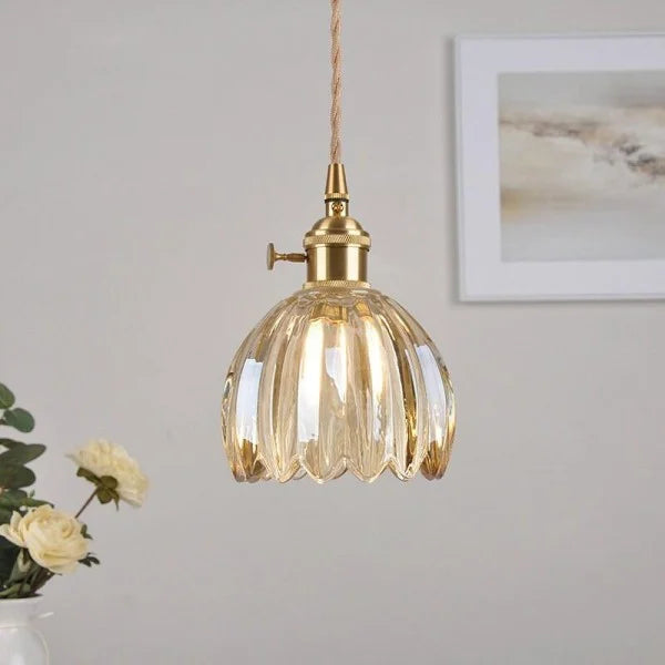 Japansk Retro Glasblomma Hänglampa – Tidlös Harmoni i Varje Rum