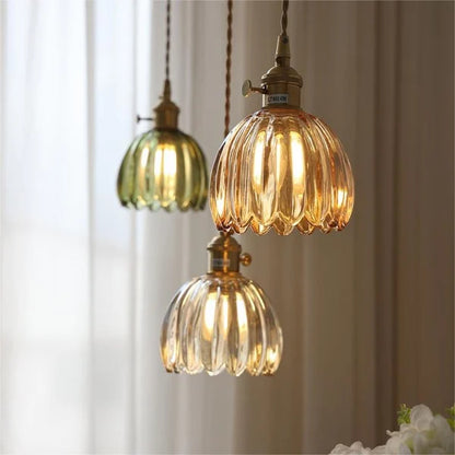 Japansk Retro Glasblomma Hänglampa – Tidlös Harmoni i Varje Rum