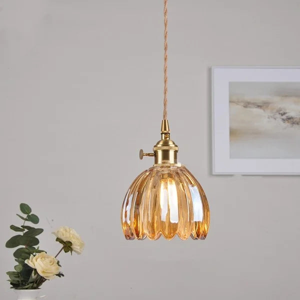 Japansk Retro Glasblomma Hänglampa – Tidlös Harmoni i Varje Rum