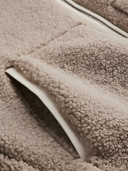 Oversized teddyjacka med dragkedja – Varm och trendig fleece i crèmevit nyans