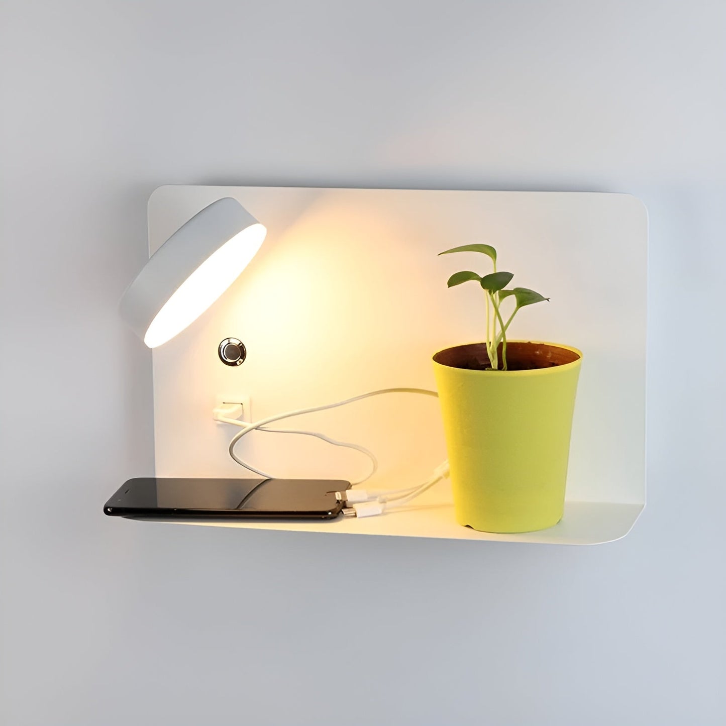 LumiCharge Vägglampa med USB-port – LED-lampa i Aluminium med Justerbar Färgtemperatur för Sovrum & Kontor