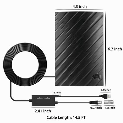 Långdistans HDTV Antenn för Inomhusbruk – 600 Miles Räckvidd, 4K/1080P-kompatibel med 5m Koaxialkabel
