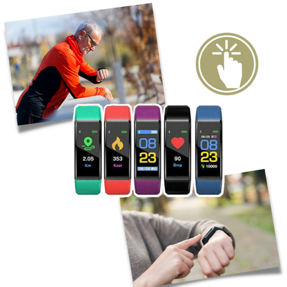 Senior Smartwatch – Enkel Hälsoklocka för Äldre - USB-laddning - Hälsoövervakning & Stegräknare