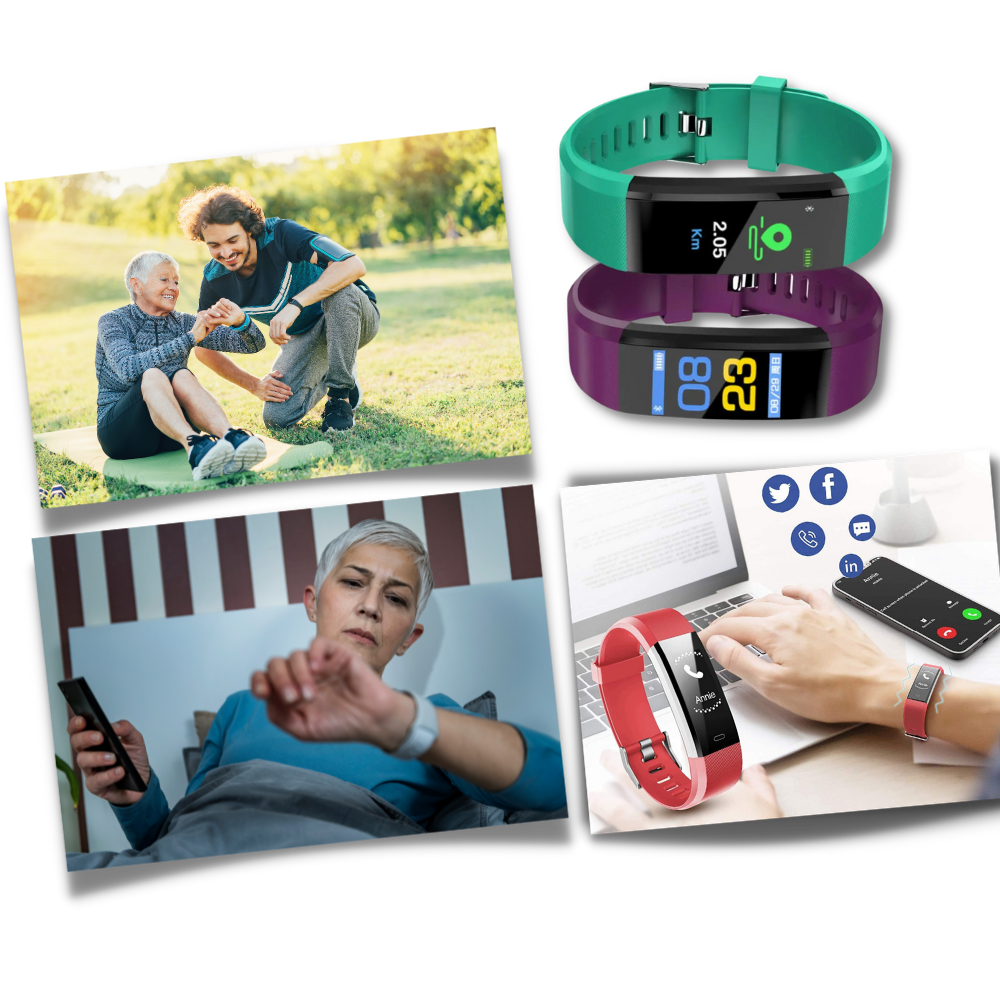 Senior Smartwatch – Enkel Hälsoklocka för Äldre - USB-laddning - Hälsoövervakning & Stegräknare