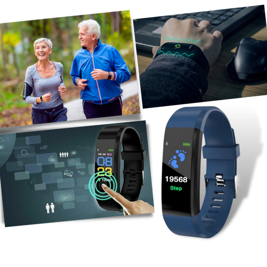 Senior Smartwatch – Enkel Hälsoklocka för Äldre - USB-laddning - Hälsoövervakning & Stegräknare