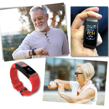 Senior Smartwatch – Enkel Hälsoklocka för Äldre - USB-laddning - Hälsoövervakning & Stegräknare