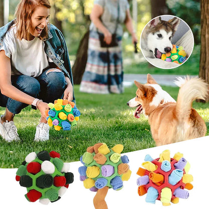 SnuffleMaster Nosaktivitetsboll för Hund – Interaktiv Aktiveringsleksak i Fleece & Gummi | Dold Godislek